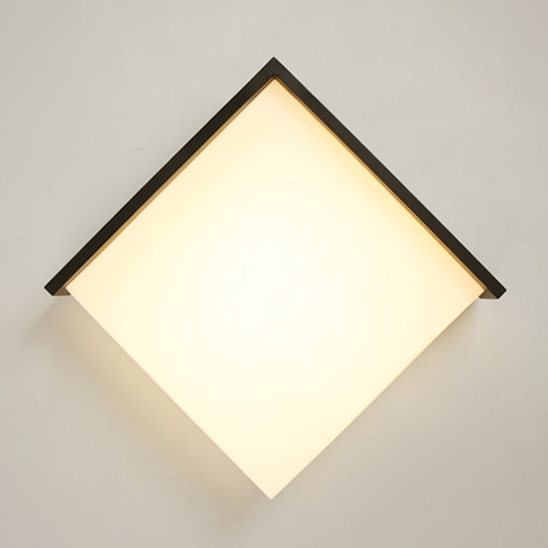 Plafonnier LED noir en acrylique, plafonnier carré en fer forgé de simplicité moderne pour chambre à coucher