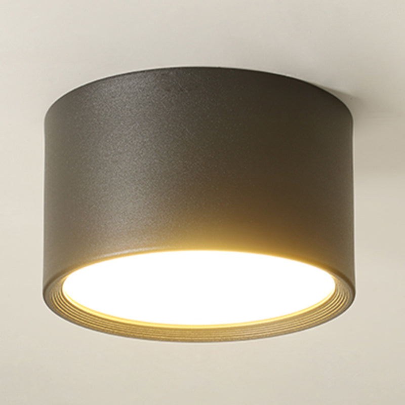 Modern Minimalist LED Flush Mount Iron Cylindrical Ceiling Light with Acrylic Shade