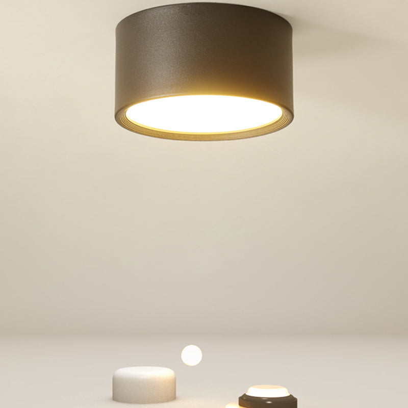 Modern Minimalist LED Flush Mount Iron Cylindrical Ceiling Light with Acrylic Shade