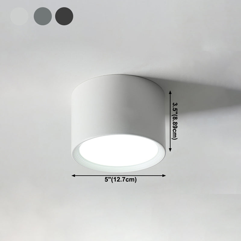 Modern Minimalist LED Flush Mount Iron Cylindrical Ceiling Light with Acrylic Shade