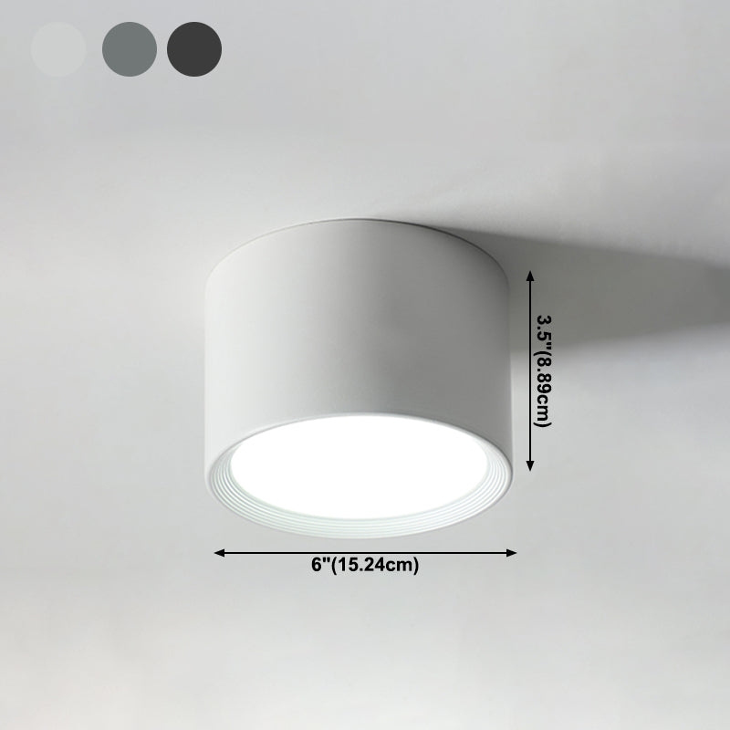 Modern Minimalist LED Flush Mount Iron Cylindrical Ceiling Light with Acrylic Shade