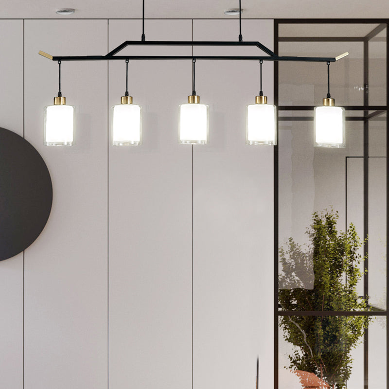 Black Island Chandelier Lights Glass Modern Hanging Lamp for Dining Room