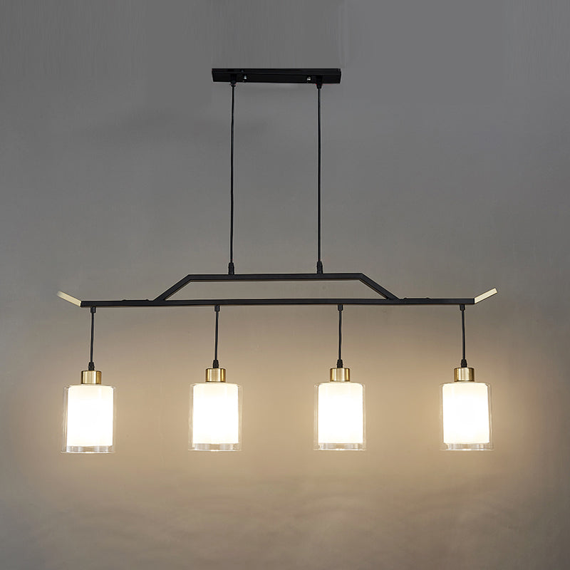 Black Island Chandelier Lights Glass Modern Hanging Lamp for Dining Room