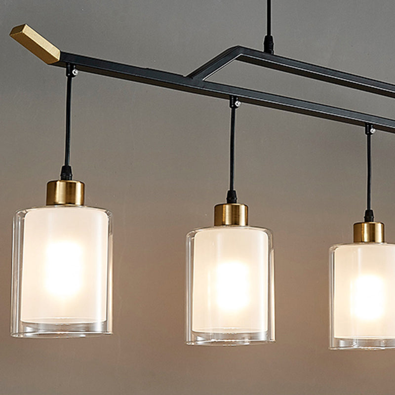 Black Island Chandelier Lights Glass Modern Hanging Lamp for Dining Room