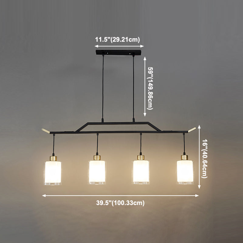 Black Island Chandelier Lights Glass Modern Hanging Lamp for Dining Room