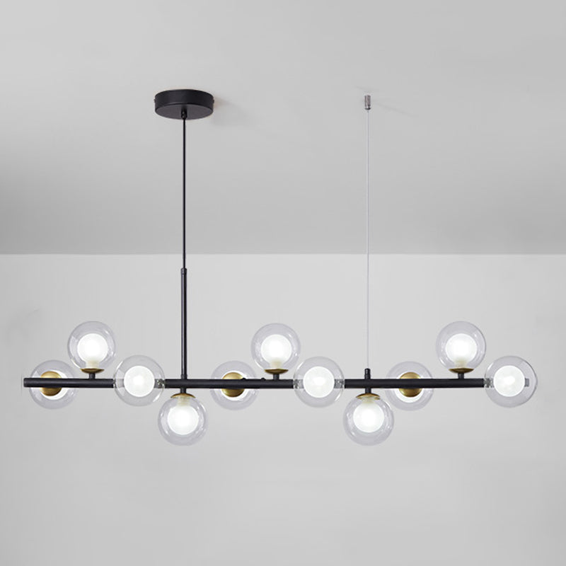 Modern Style Spherical Shape Island Lights Clear Glass Pendant Light Fixtures