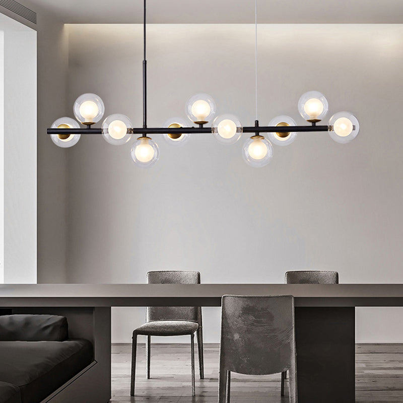 Modern Style Spherical Shape Island Lights Clear Glass Pendant Light Fixtures