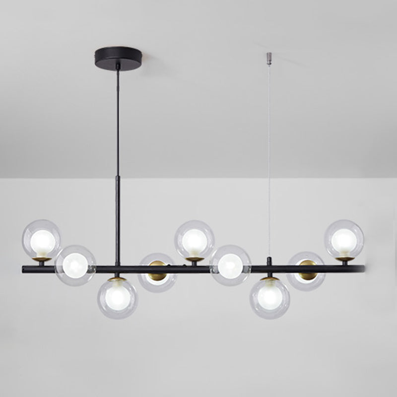 Modern Style Spherical Shape Island Lights Clear Glass Pendant Light Fixtures