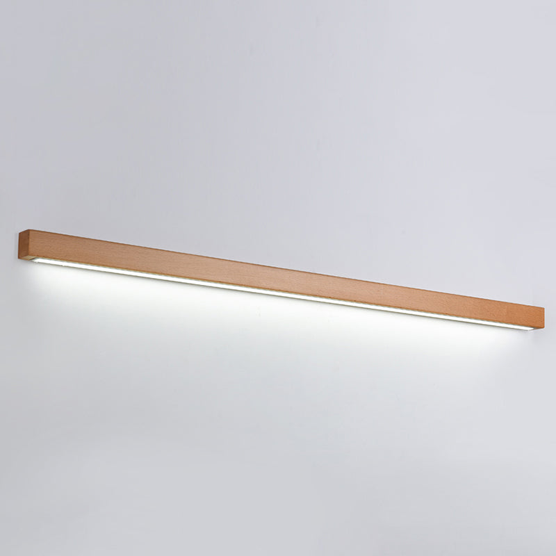 Iluminación de pared lineal de madera estilo moderno de 1 luz de pared de pared en marrón
