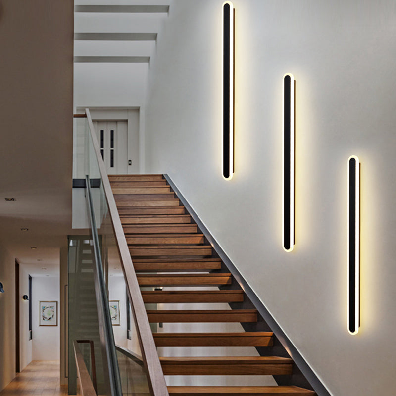 Iluminación de pared de sombra lineal de metal Estilo simple simple 1 luz de pared de pared lámpara de luz