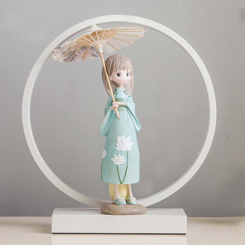 1 Light Circle Nightstand Lamp Modernism Metal Nightstand Lamps in White