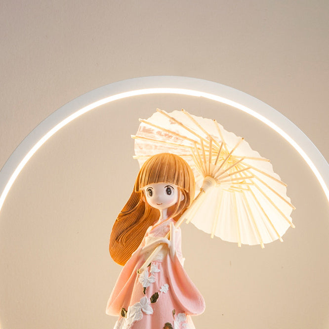 1 Light Circle Nightstand Lamp Modernism Metal Nightstand Lamps in White