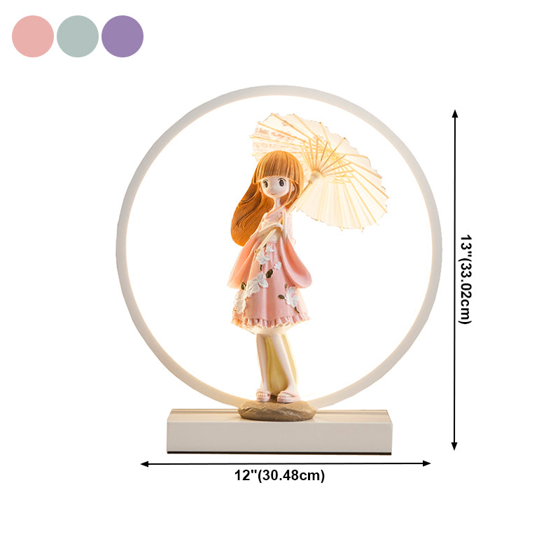 1 Light Circle Nightstand Lamp Modernism Metal Nightstand Lamps in White