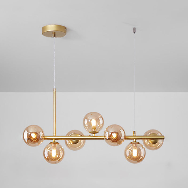 Modern Style Spherical Shape Island Lights Clear Glass Island Lighting