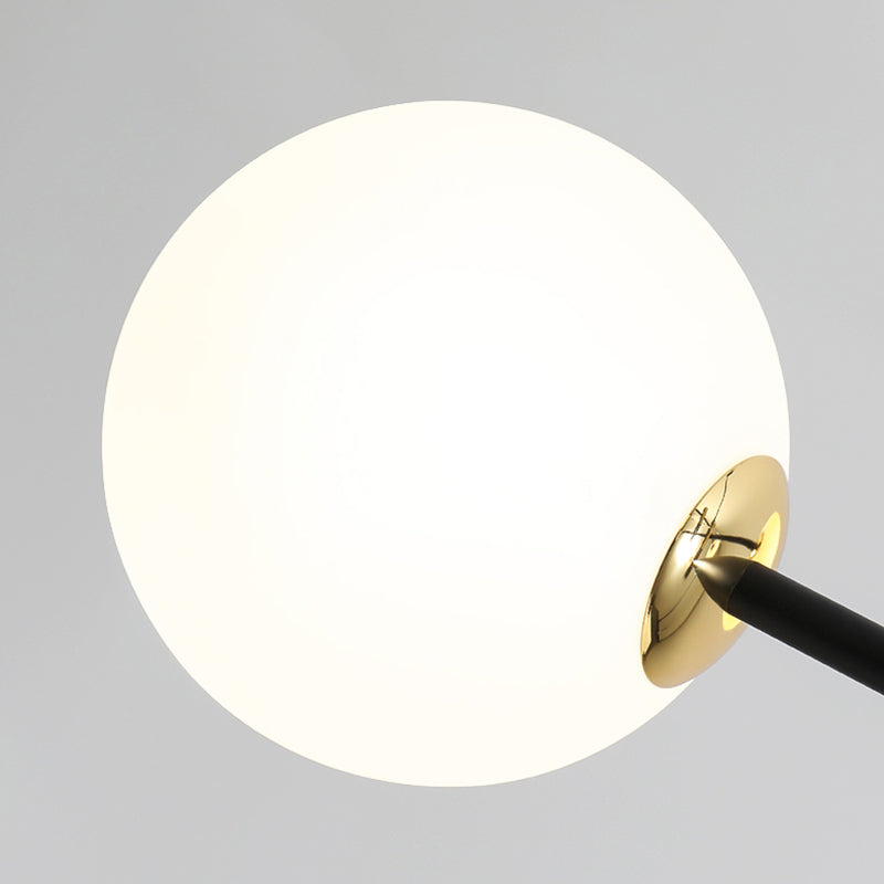 Black and Gold Globe Hanging Lamp in Modern Style Lacquered Iron Chandelier with Glass Shade