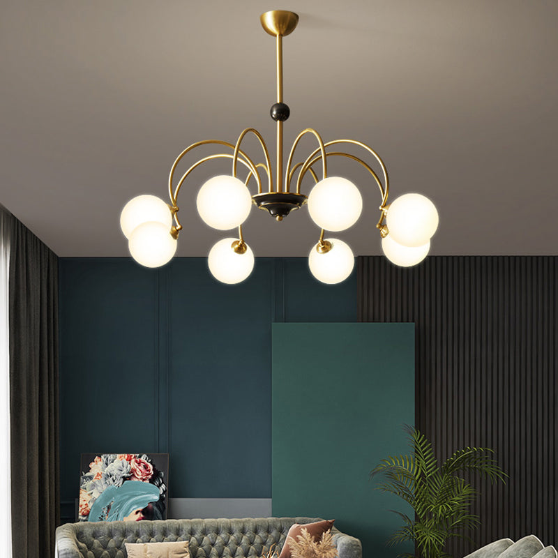Glass Bronze Chandelier in Modern Luxury Style Copper Globe Hanging Lamp for Interior Spaces