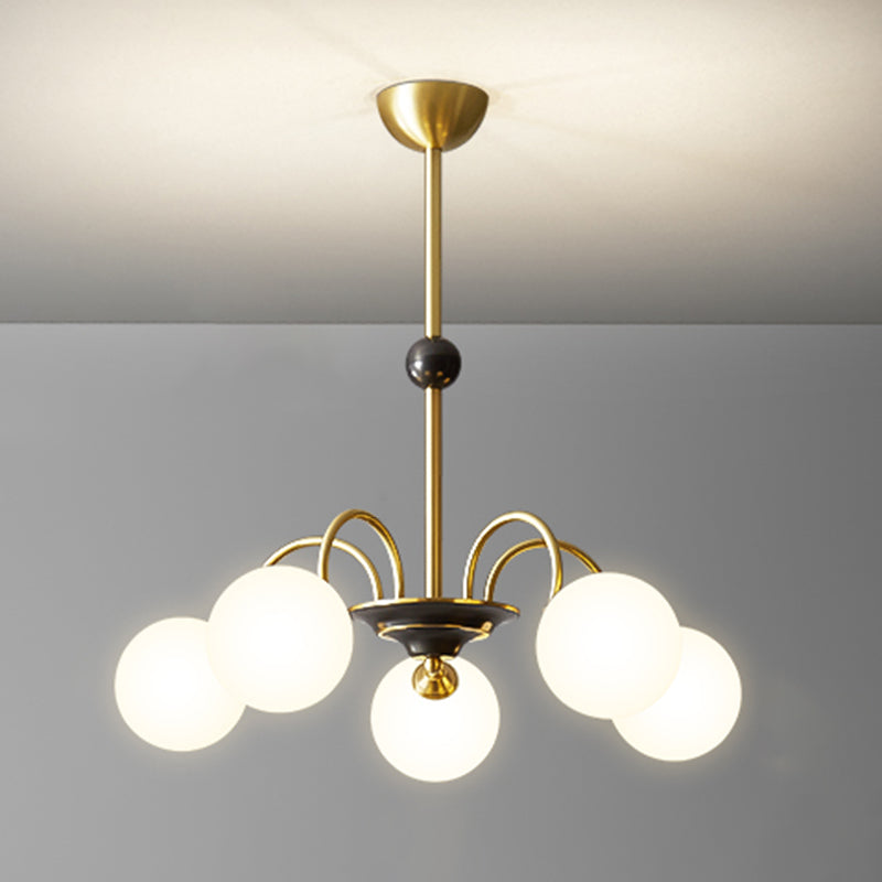 Glass Bronze Chandelier in Modern Luxury Style Copper Globe Hanging Lamp for Interior Spaces