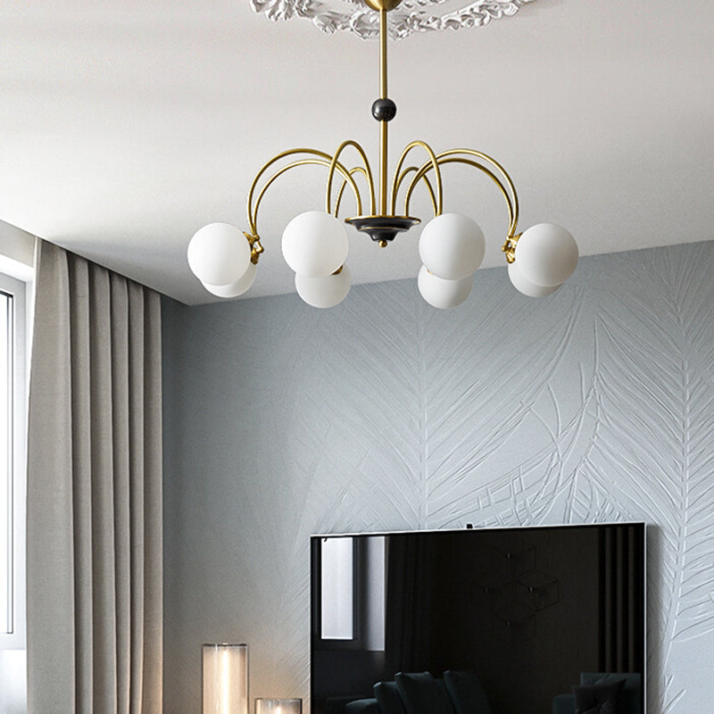 Glass Bronze Chandelier in Modern Luxury Style Copper Globe Hanging Lamp for Interior Spaces