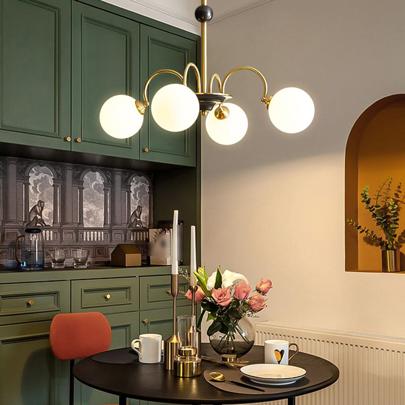 Glass Bronze Chandelier in Modern Luxury Style Copper Globe Hanging Lamp for Interior Spaces