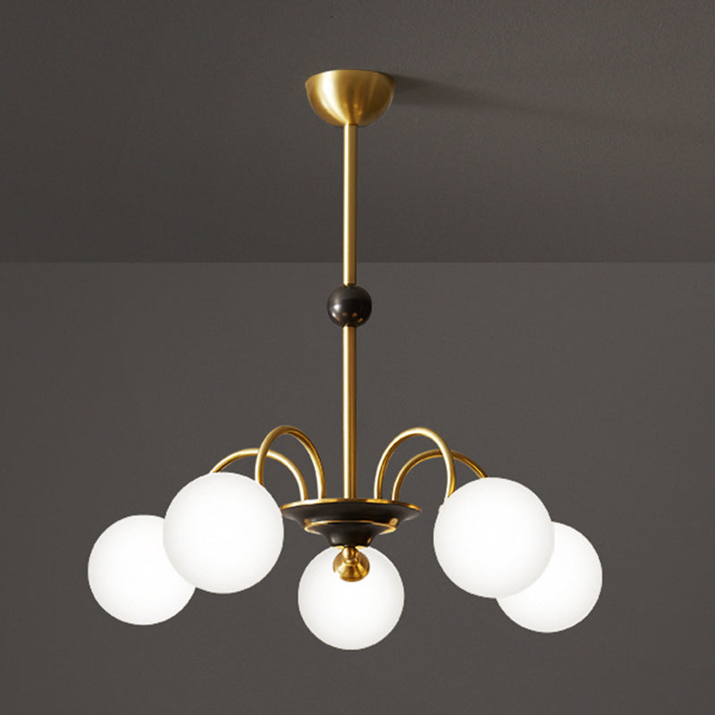 Glass Bronze Chandelier in Modern Luxury Style Copper Globe Hanging Lamp for Interior Spaces