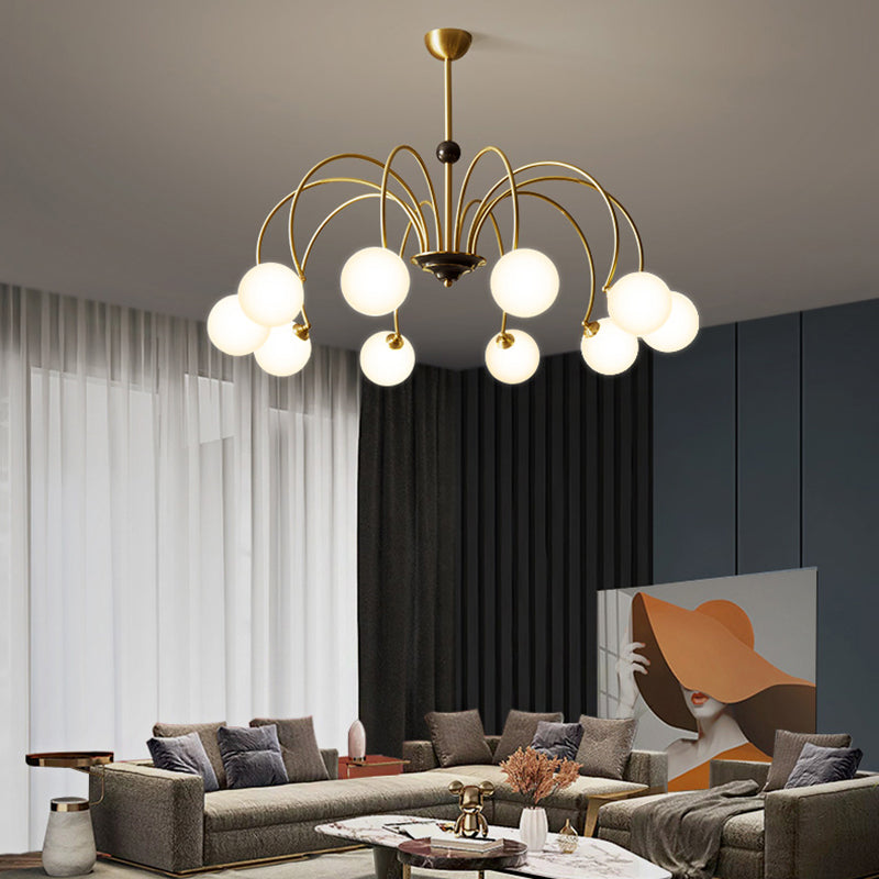 Glass Bronze Chandelier in Modern Luxury Style Copper Globe Hanging Lamp for Interior Spaces
