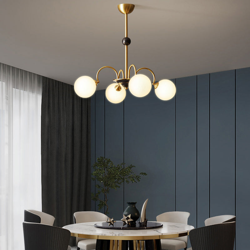 Glass Bronze Chandelier in Modern Luxury Style Copper Globe Hanging Lamp for Interior Spaces