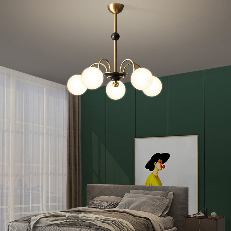 Glass Bronze Chandelier in Modern Luxury Style Copper Globe Hanging Lamp for Interior Spaces