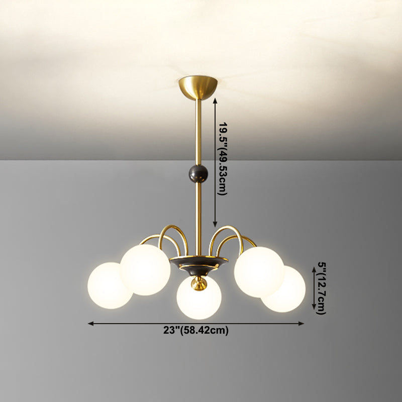 Glass Bronze Chandelier in Modern Luxury Style Copper Globe Hanging Lamp for Interior Spaces