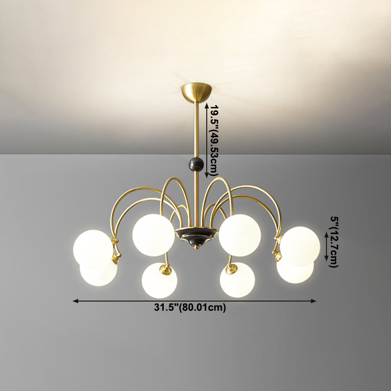 Glass Bronze Chandelier in Modern Luxury Style Copper Globe Hanging Lamp for Interior Spaces