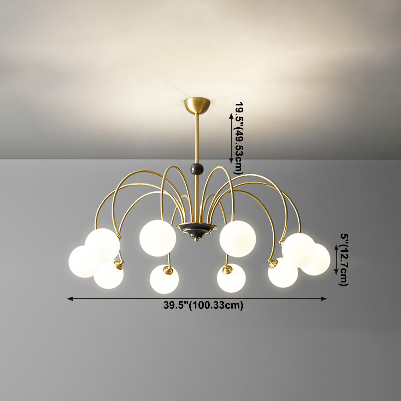 Glass Bronze Chandelier in Modern Luxury Style Copper Globe Hanging Lamp for Interior Spaces