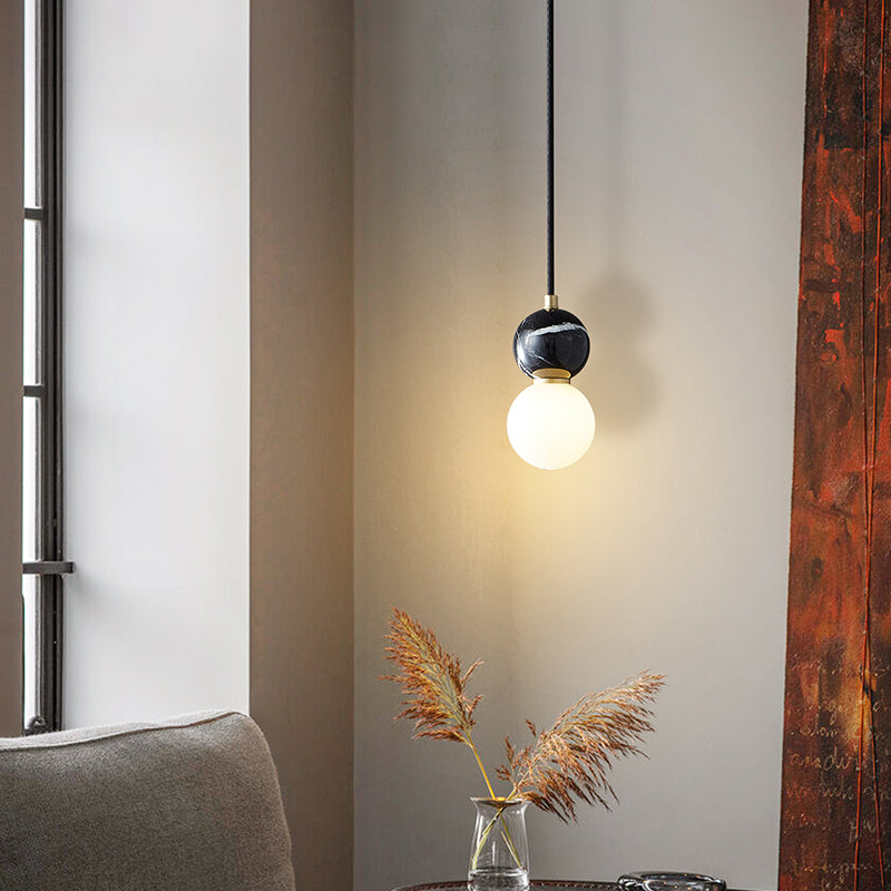 Marble Sphérique Shade Hanging Lights Modern Style 1 Tête Hanging Mount Fixture For Bedroom