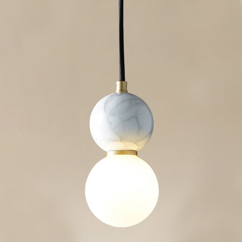 Marble Sphérique Shade Hanging Lights Modern Style 1 Tête Hanging Mount Fixture For Bedroom