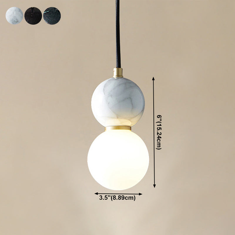 Marble Sphérique Shade Hanging Lights Modern Style 1 Tête Hanging Mount Fixture For Bedroom
