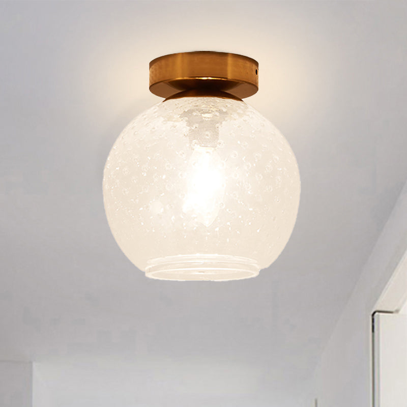 Plafonnier encastré en verre rose/jaune/bleu/transparent avec abat-jour globe minimalisme, luminaire monté au plafond pour foyer à 1 lumière