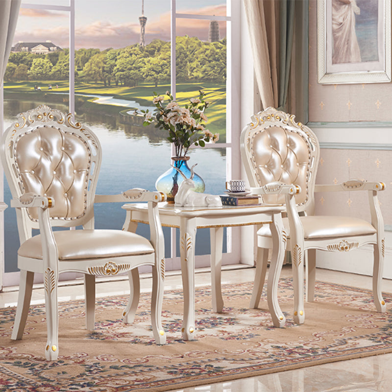 Sillones de comedor victorianos, sillones tapizados con patas de madera (juego de 2)