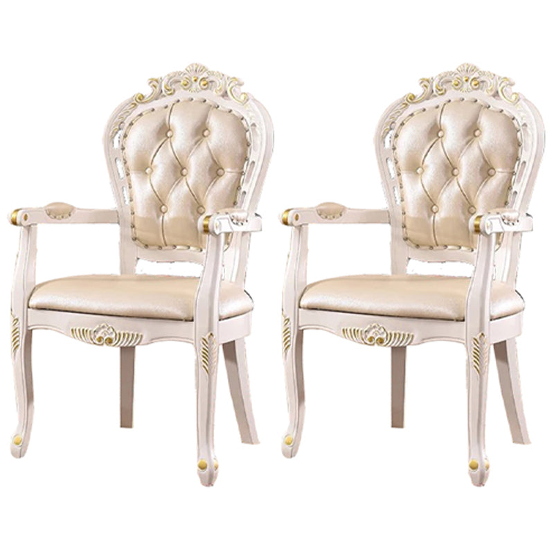 Sillones de comedor victorianos, sillones tapizados con patas de madera (juego de 2)