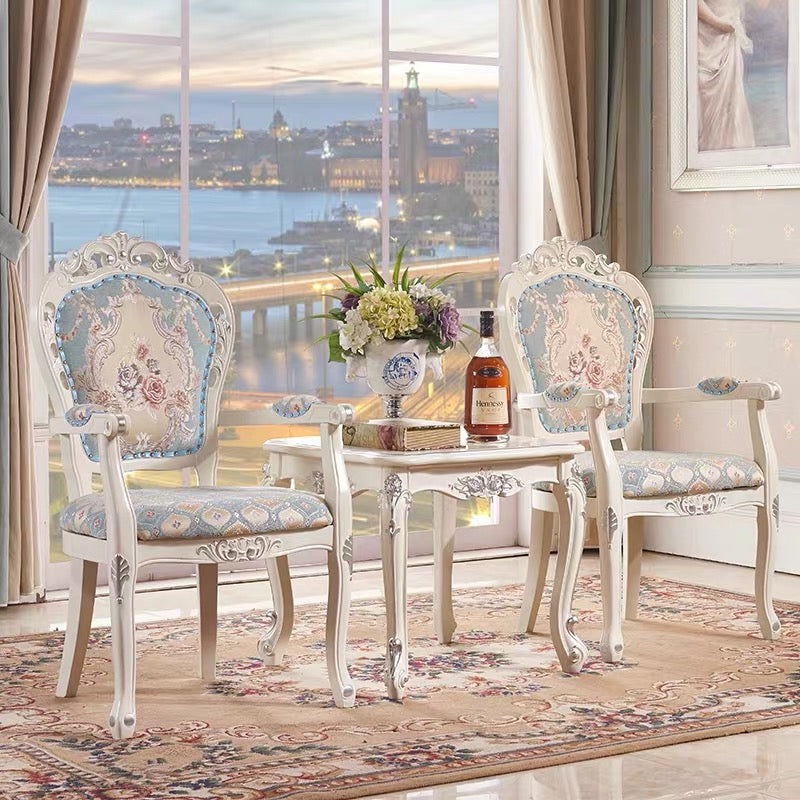 Sillones de comedor victorianos, sillones tapizados con patas de madera (juego de 2)