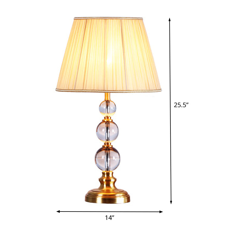 1 Kopf kugelförmiger Stofftisch Licht modernistische klare Kristall kleine Schreibtischlampe in Beige