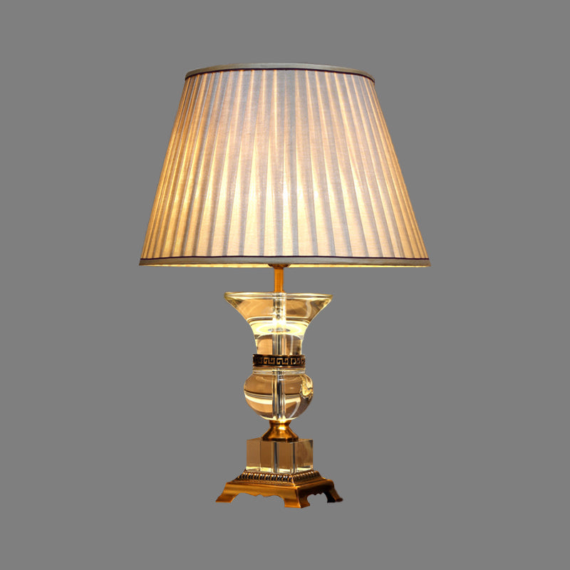 Lampe de bureau incurvée contemporaine, lampe de table de nuit à 1 tête en cristal taillé à la main en beige