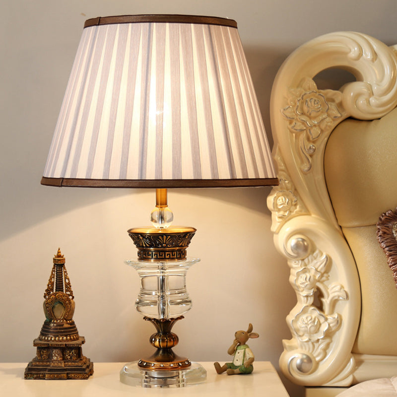 1 tête de salle à manger lampe de bureau moderne table de table beige avec une teinte de tissu poussée large