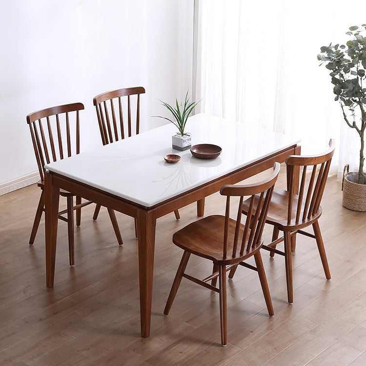 Table à manger rectangulaire du milieu du siècle, table en marbre avec base à 4 pieds pour la maison