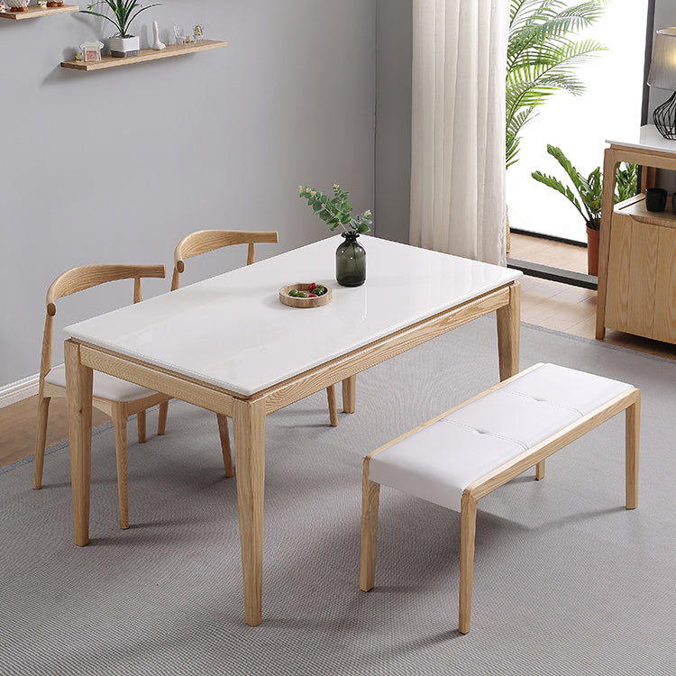 Table à manger rectangulaire du milieu du siècle, table en marbre avec base à 4 pieds pour la maison