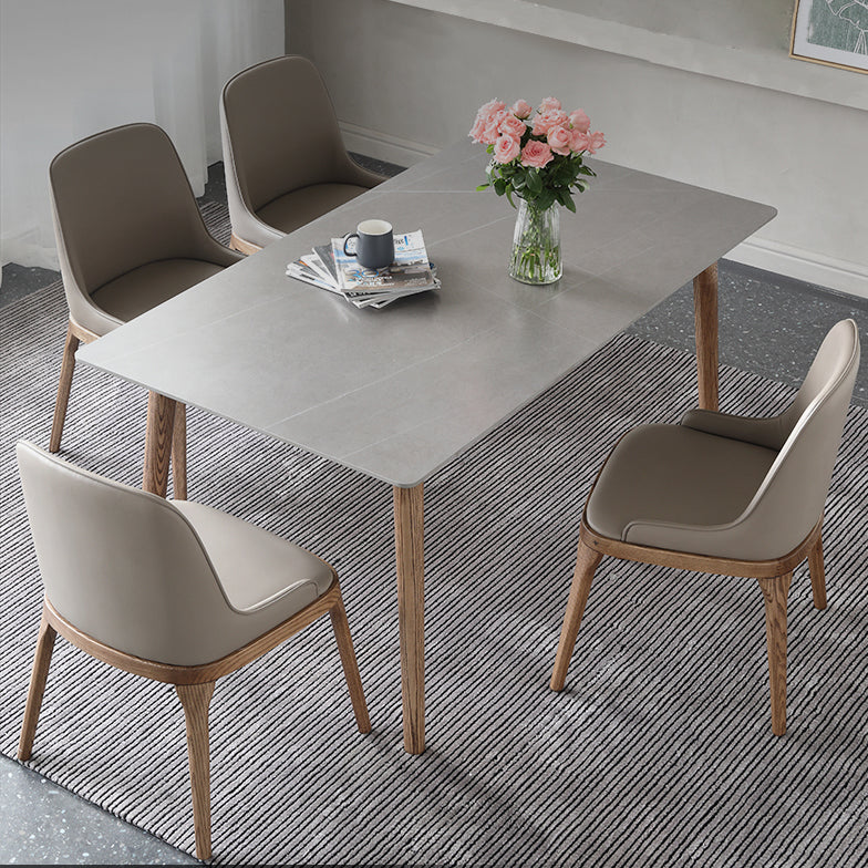 Mid-Century Sintered Stone Dining Table Gray Rectangle Dining Table for Kitchen