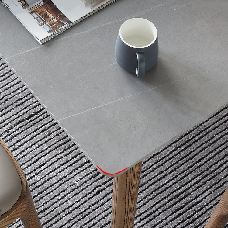 Mid-Century Sintered Stone Dining Table Gray Rectangle Dining Table for Kitchen