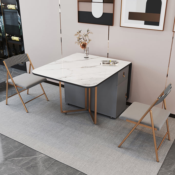 Foldable Sintered Stone Top Table Rectangle Extendable Table