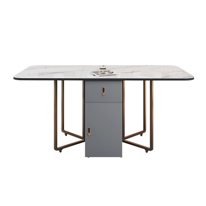 Foldable Sintered Stone Top Table Rectangle Extendable Table