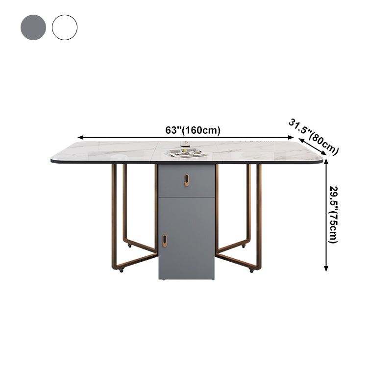 Foldable Sintered Stone Top Table Rectangle Extendable Table