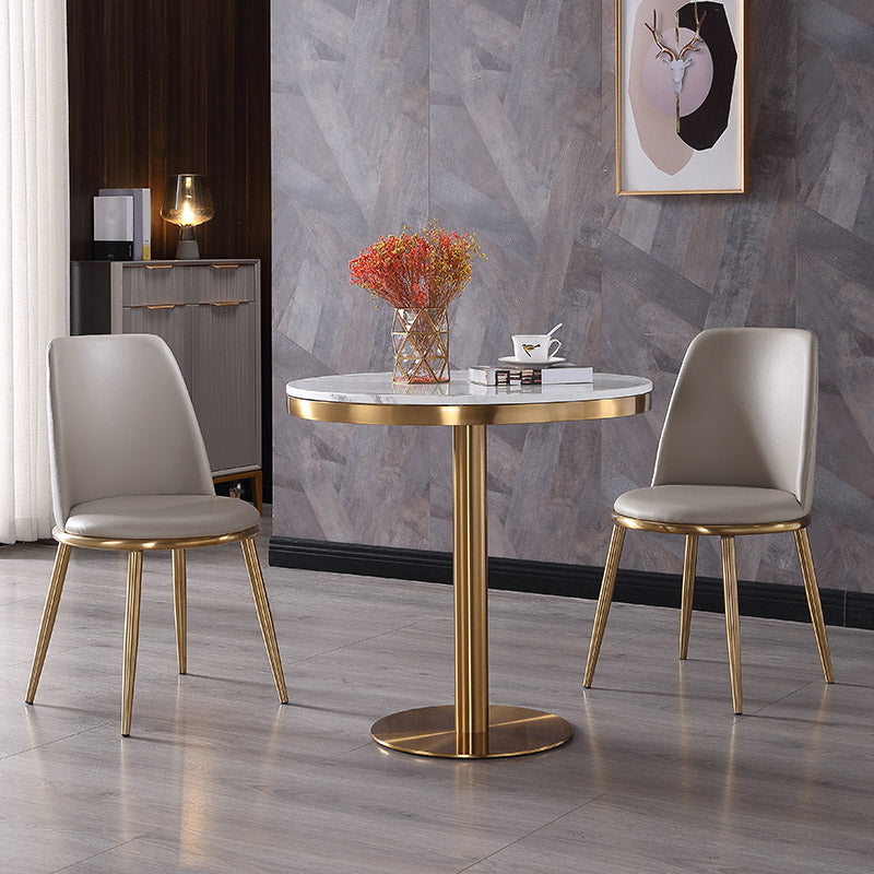 Marble Dining Table Luxury Style Single Pedestal Round Table for Dining Room