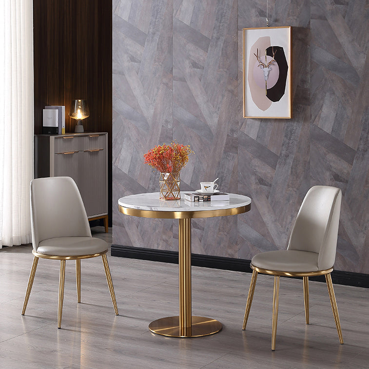 Marble Dining Table Luxury Style Single Pedestal Round Table for Dining Room