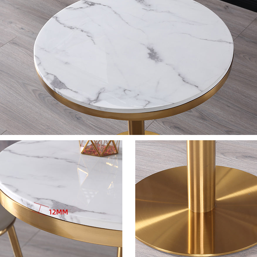 Marble Dining Table Luxury Style Single Pedestal Round Table for Dining Room